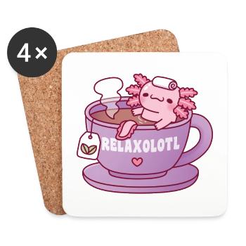 Süßer Axolotl Entspannt Sich In Tasse Tee Entspannt Sich Viel - Untersetzer (4er-Set) - Weiß - Vorne