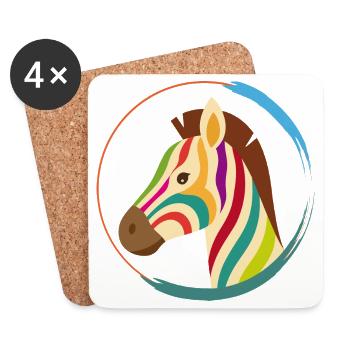 Colourful zebra – unique striped look - Coasters (set of 4) - white - Front