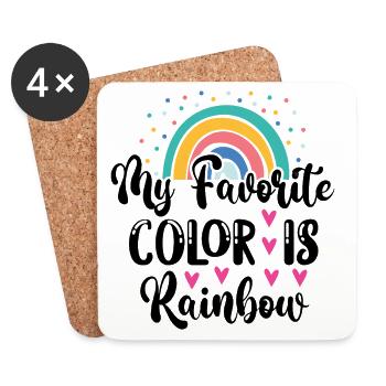 LGBTQ Pride Month - Meine Lieblingsfarbe ist Regenbogen - Untersetzer (4er-Set) - Weiß - Vorne