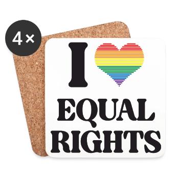 LGBTQ Pride Month - I Love Equal Rights - Coasters (set of 4) - white - Front