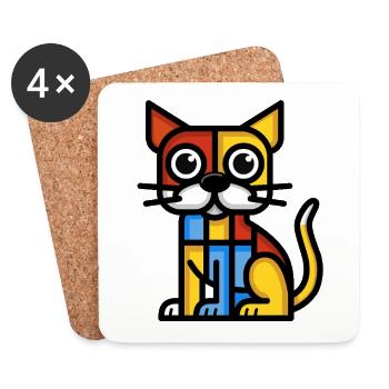Image colorée d’un chien cubiste - Dessous de verre (lot de 4) - blanc - Devant