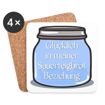 SAUERTEIG BROT BACKEN BEZIEHUNG - Untersetzer (4er-Set) - Weiß - Vorne