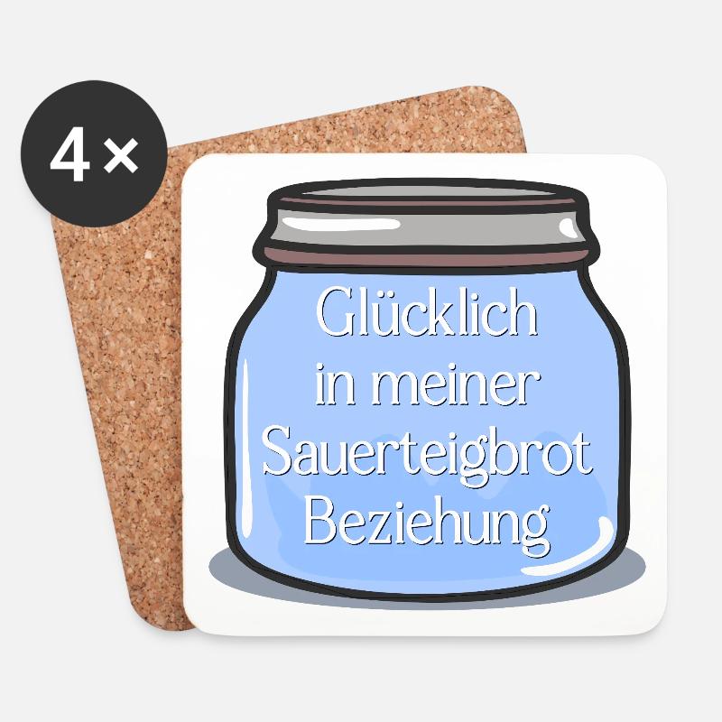 SAUERTEIG BROT BACKEN BEZIEHUNG - Untersetzer (4er-Set) - Weiß