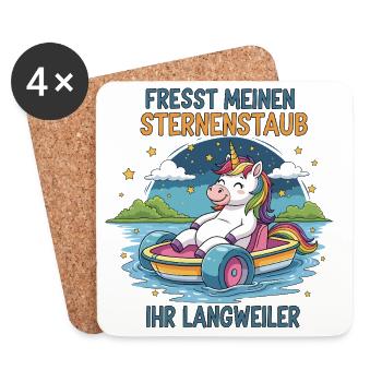 Einhorn Tretbootfahrt - Untersetzer (4er-Set) - Weiß - Vorne