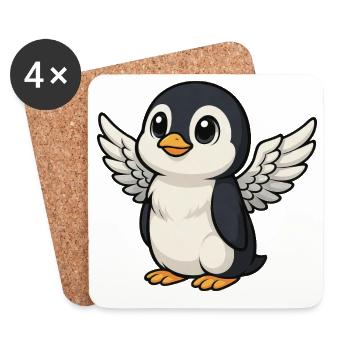 Süßer Pinguin Engel - Untersetzer (4er-Set) - Weiß - Vorne