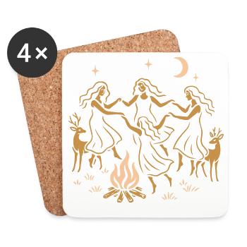 Witchy Summer - Midsummer Dance Around the Fire - Coasters (set of 4) - white - Front