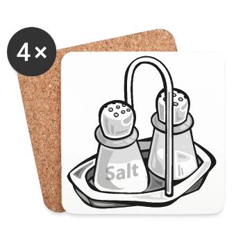 Salzstreuer | Salt shaker - Untersetzer (4er-Set) - Weiß - Vorne