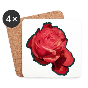 Rote Rose - Untersetzer (4er-Set) - Weiß - Vorne