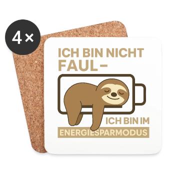 Fauler Akku Faultier Energiesparmodus - Untersetzer (4er-Set) - Weiß - Vorne