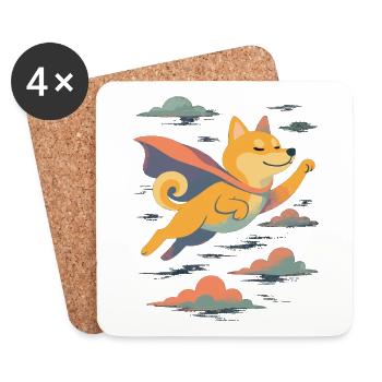 Super Dog Shiba Inu Hero Cape Cape Gift - Coasters (set of 4) - white - Front