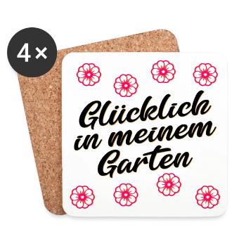 GÄRTNERIN GLÜCKLICH IM GARTEN - Untersetzer (4er-Set) - Weiß - Vorne