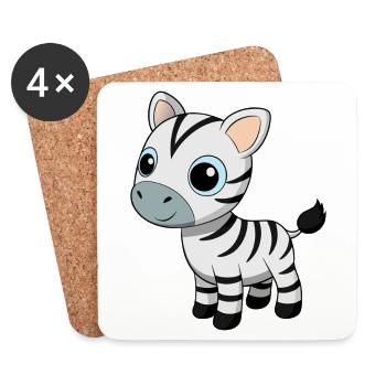 Baby Zebra with Big Blue Eyes - Coasters (set of 4) - white - Front