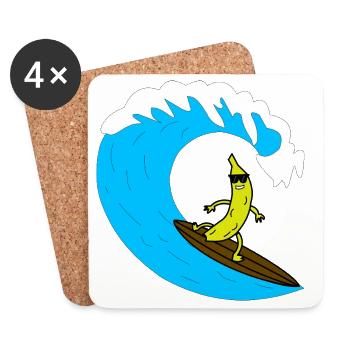 Banana surfer on wave - Coasters (set of 4) - white - Front