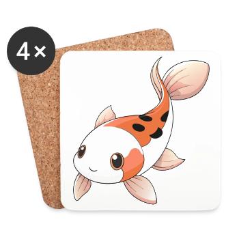 Carpe koi showa mignonne - Dessous de verre (lot de 4) - blanc - Devant