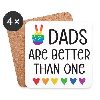 Mois de la fierté LGBTQ - Deux papas valent mieux qu’un - Dessous de verre (lot de 4) - blanc - Devant