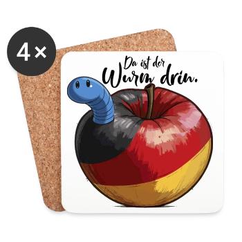 In Deutschland ist der blaue Wurm im Apfel Fck afd - Untersetzer (4er-Set) - Weiß - Vorne