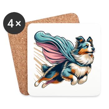 Super Hund Australian Shepherd Sheppie Geschenk - Untersetzer (4er-Set) - Weiß - Vorne