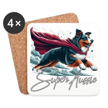 Super Hund Australian Shepherd Sheppie Geschenk - Untersetzer (4er-Set) - Weiß - Vorne