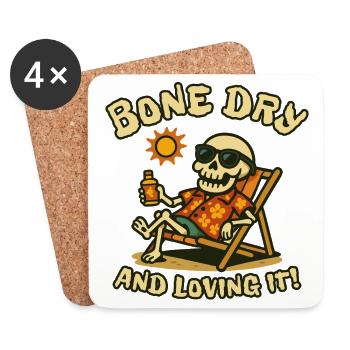Bone Dry and Loving It Beach Skeleton - Coasters (set of 4) - white - Front
