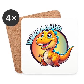 Dinosaure WRRRAAHHH - Dessous de verre (lot de 4) - blanc - Devant