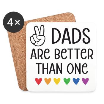 Mois de la fierté LGBTQ - Deux papas valent mieux qu’un - Dessous de verre (lot de 4) - blanc - Devant