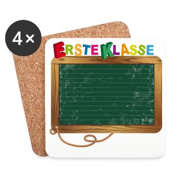 Leere Schultafel zum Beschriften für Schulanfang - Untersetzer (4er-Set) - Weiß - Vorne