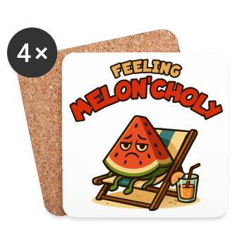 Meloncholie au soleil - Dessous de verre (lot de 4) - blanc - Devant
