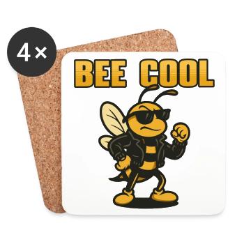 Bee Cool biker bi in leather jacket - Coasters (set of 4) - white - Front