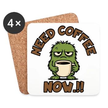Kaffeemonster – Brauche jetzt Kaffee!! - Untersetzer (4er-Set) - Weiß - Vorne