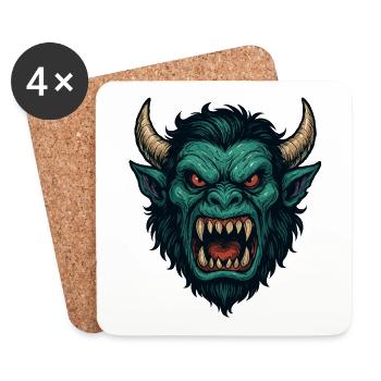 Dämonisches Wyrmgesicht - Untersetzer (4er-Set) - Weiß - Vorne