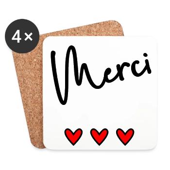 MERCI. MAÎTRESSE. MAÎTRE. MERCI MAÎTRESSE - Dessous de verre (lot de 4) - blanc - Devant