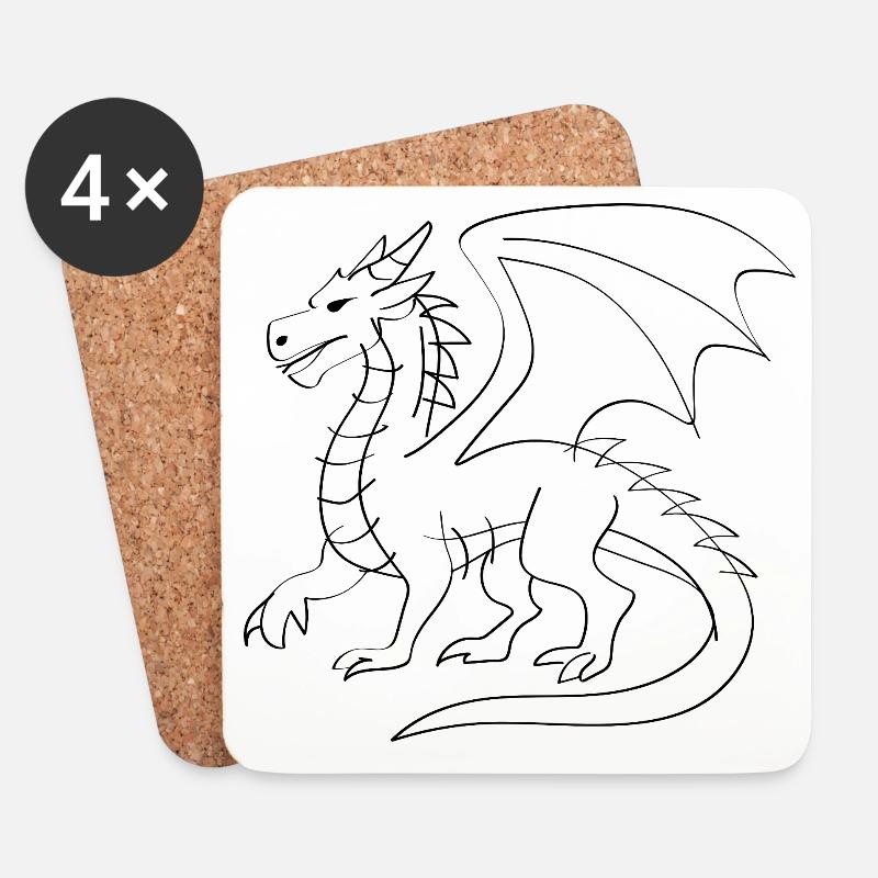 Drachen Illustration - Untersetzer (4er-Set) - Weiß