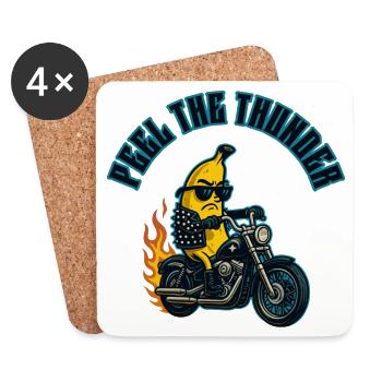 Biker banane - Dessous de verre (lot de 4) - blanc - Devant