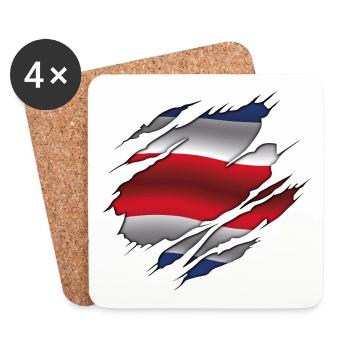Flag of Costa Rica - Costa Rica - Torn Flag - Coasters (set of 4) - white - Front
