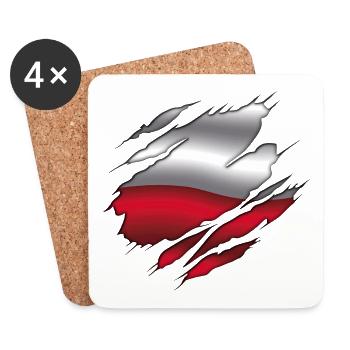 Flag of Poland - Poland - Torn Flag - Coasters (set of 4) - white - Front