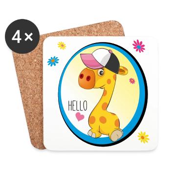 La girafe dit bonjour - Dessous de verre (lot de 4) - blanc - Devant