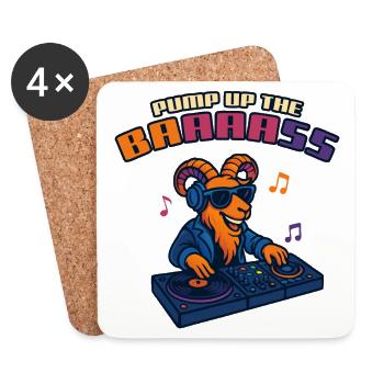 Goat DJ – Pump Up the Baaaass - Untersetzer (4er-Set) - Weiß - Vorne