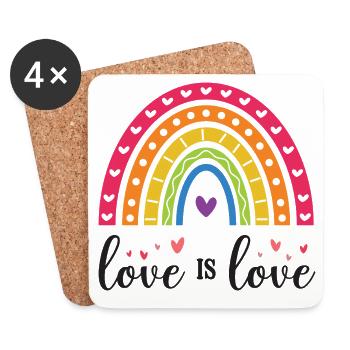 LGBT Pride Month - Liebe ist Liebe - Untersetzer (4er-Set) - Weiß - Vorne