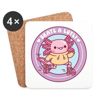 Niedlicher Axolotl Rollschuh Schlittschuh Ein viel lustiges Wortspiel - Untersetzer (4er-Set) - Weiß - Vorne
