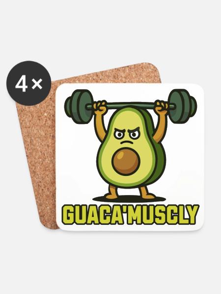 GuacaMuscle Avocado Fitness - Untersetzer (4er-Set) - Weiß