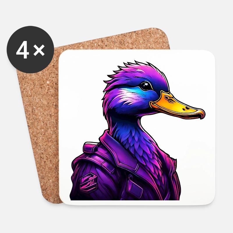 Futuristischer Duck im Cyber-Style - Untersetzer (4er-Set) - Weiß