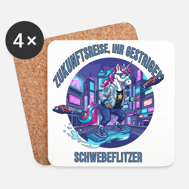 Zukunftseinhorn - Untersetzer (4er-Set) - Weiß