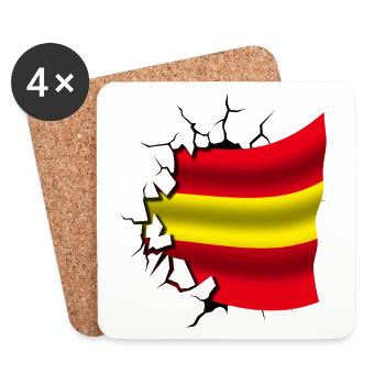 Drapeau de l’Espagne - Espagne - Drapeau Broken Design - Dessous de verre (lot de 4) - blanc - Devant