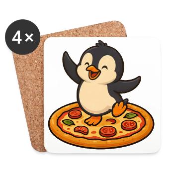 Dancing Penguin Pizza Pizza Lover Fun - Coasters (set of 4) - white - Front