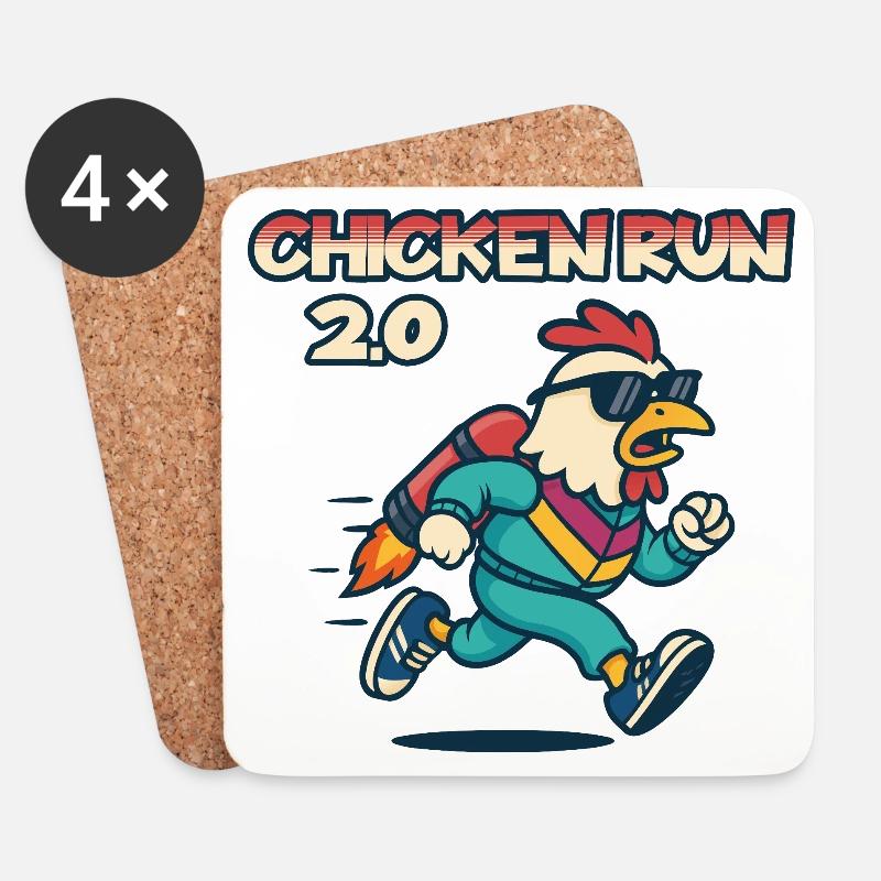 Chicken Run 2.0 Abenteuer-Tee - Untersetzer (4er-Set) - Weiß