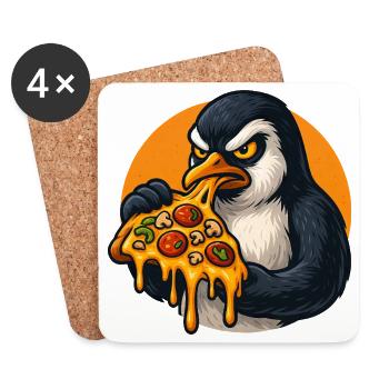 Determined Penguin Pizza Italian Food - Coasters (set of 4) - white - Front