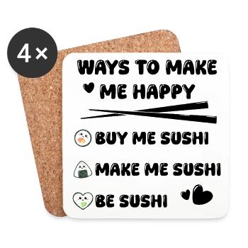 Sushi Disant Drôle - Mignon Sushi Design - Dessous de verre (lot de 4) - blanc - Devant