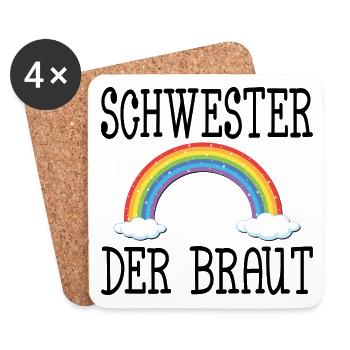 REGENBOGEN HOCHZEIT - SCHWESTER DER BRAUT - Untersetzer (4er-Set) - Weiß - Vorne
