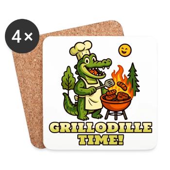 C’est l’heure de la grillodille ! - Dessous de verre (lot de 4) - blanc - Devant