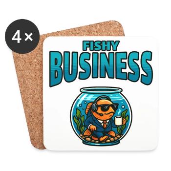 Fish business in the Aquarium - Coasters (set of 4) - white - Front